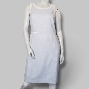 Talbots SZ 6 Dress Blue White Tweed NEW Lined Sleeveless Sheeth Midi Career